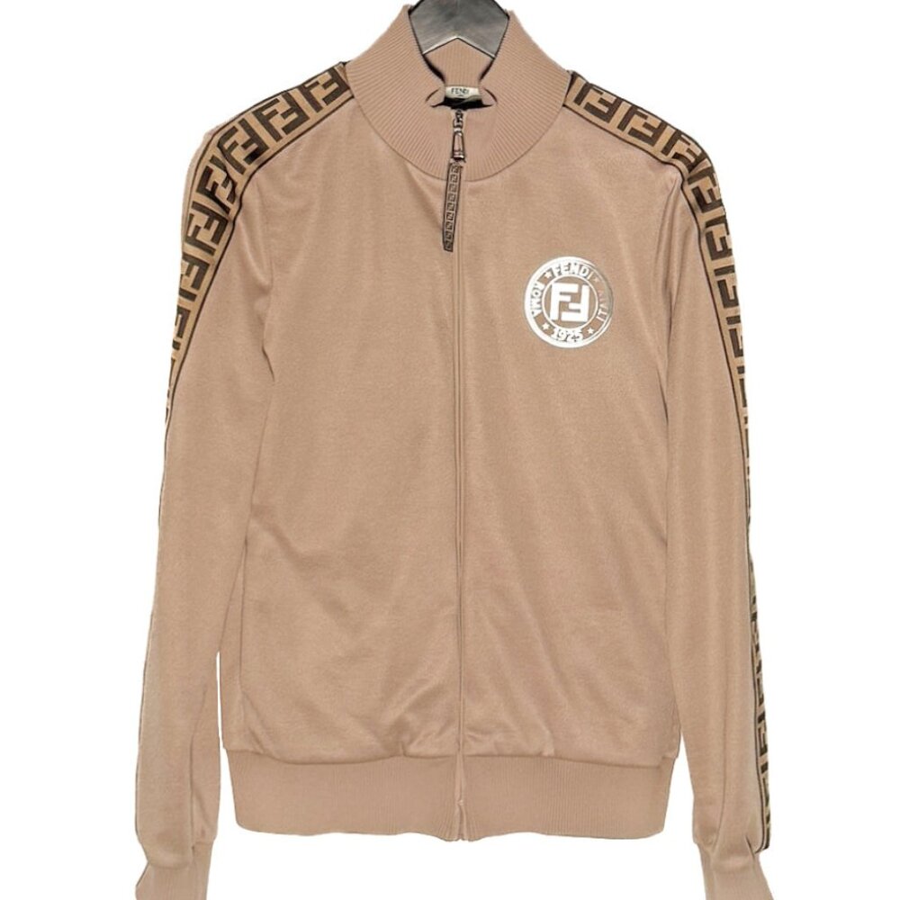Fendi Beige Forever Fendi Zucca Sleeves Track Jacket